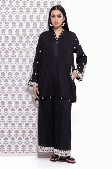 Khaadi EET24535A Black Kurta Embroidered Online Shopping